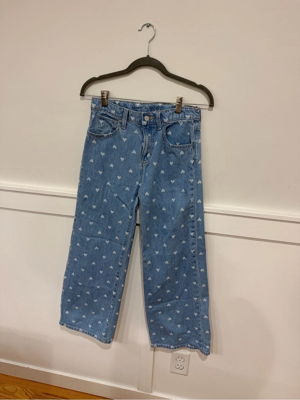 Old Navy denim Heart Print Straight-Leg Jeans, girls 14